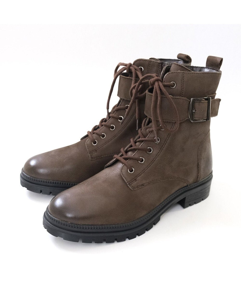Pointer 本革 足首ベルトレースアップブーツ 
