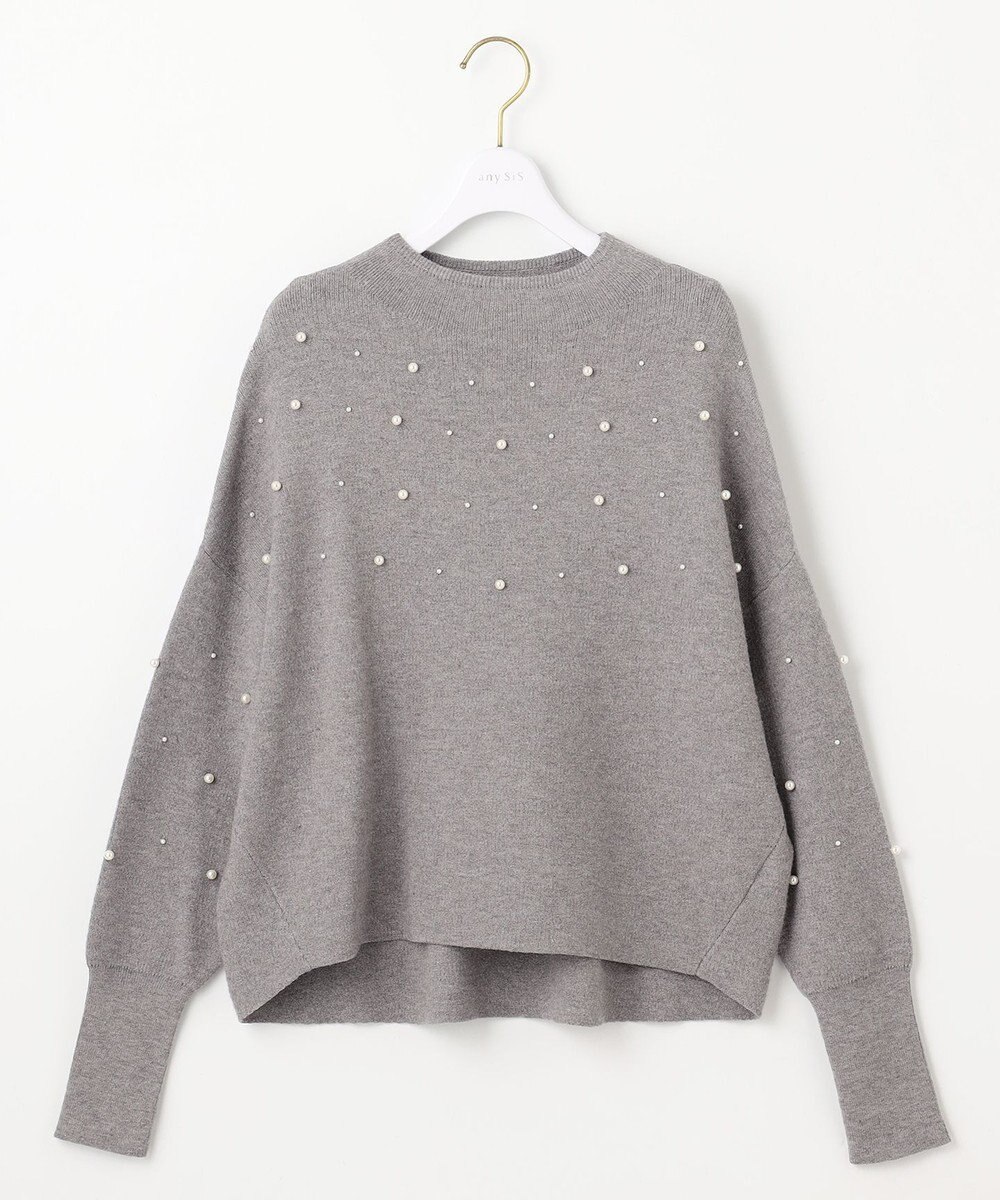 ANY SIS 【洗える】パール調ディテール ニット 