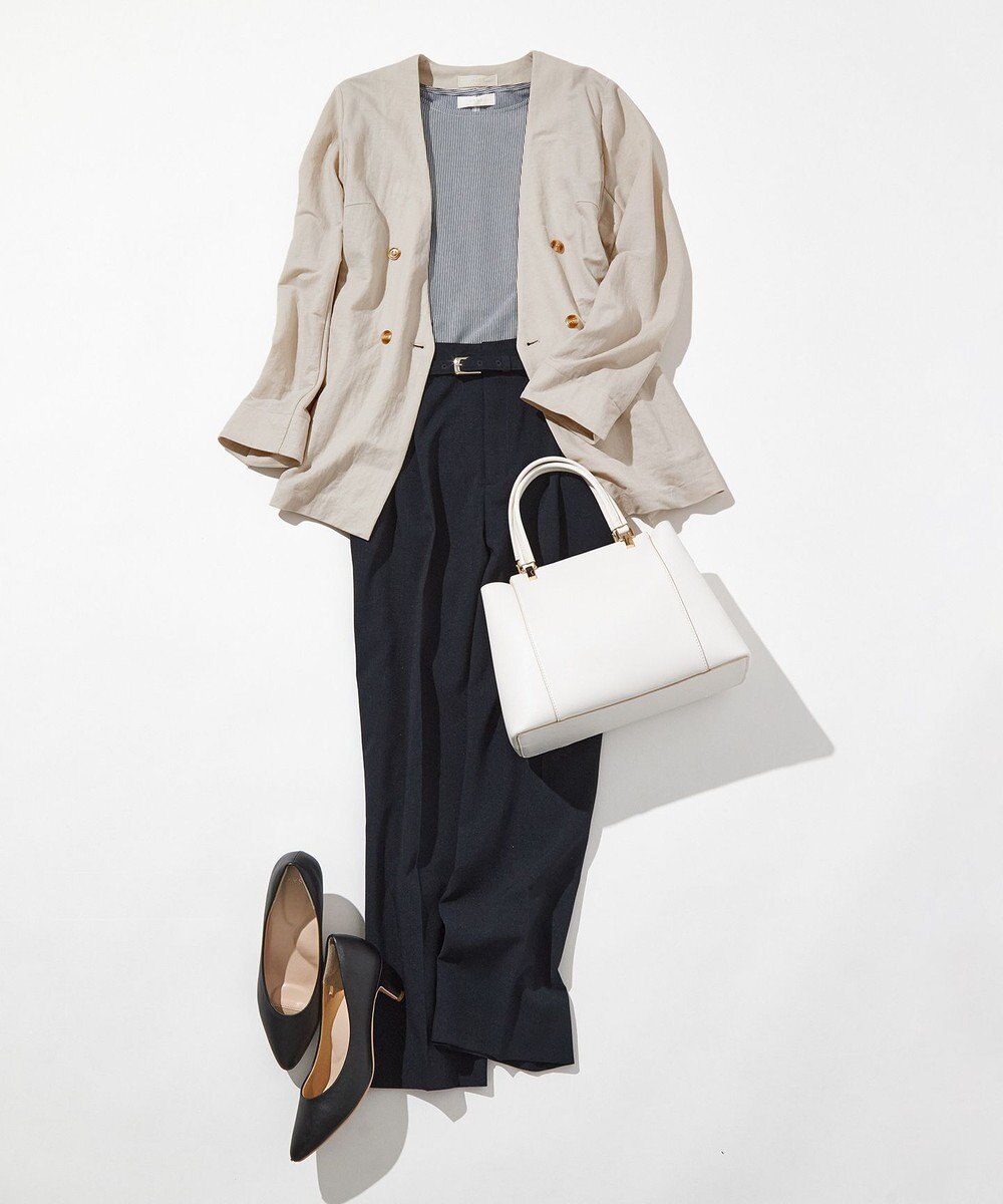 ANY SIS 【洗える】シルケットストライプフレンチスリーブ カットソー 