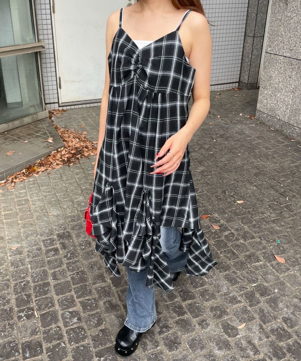 WEGO チェックイレヘムキャミワンピース 
