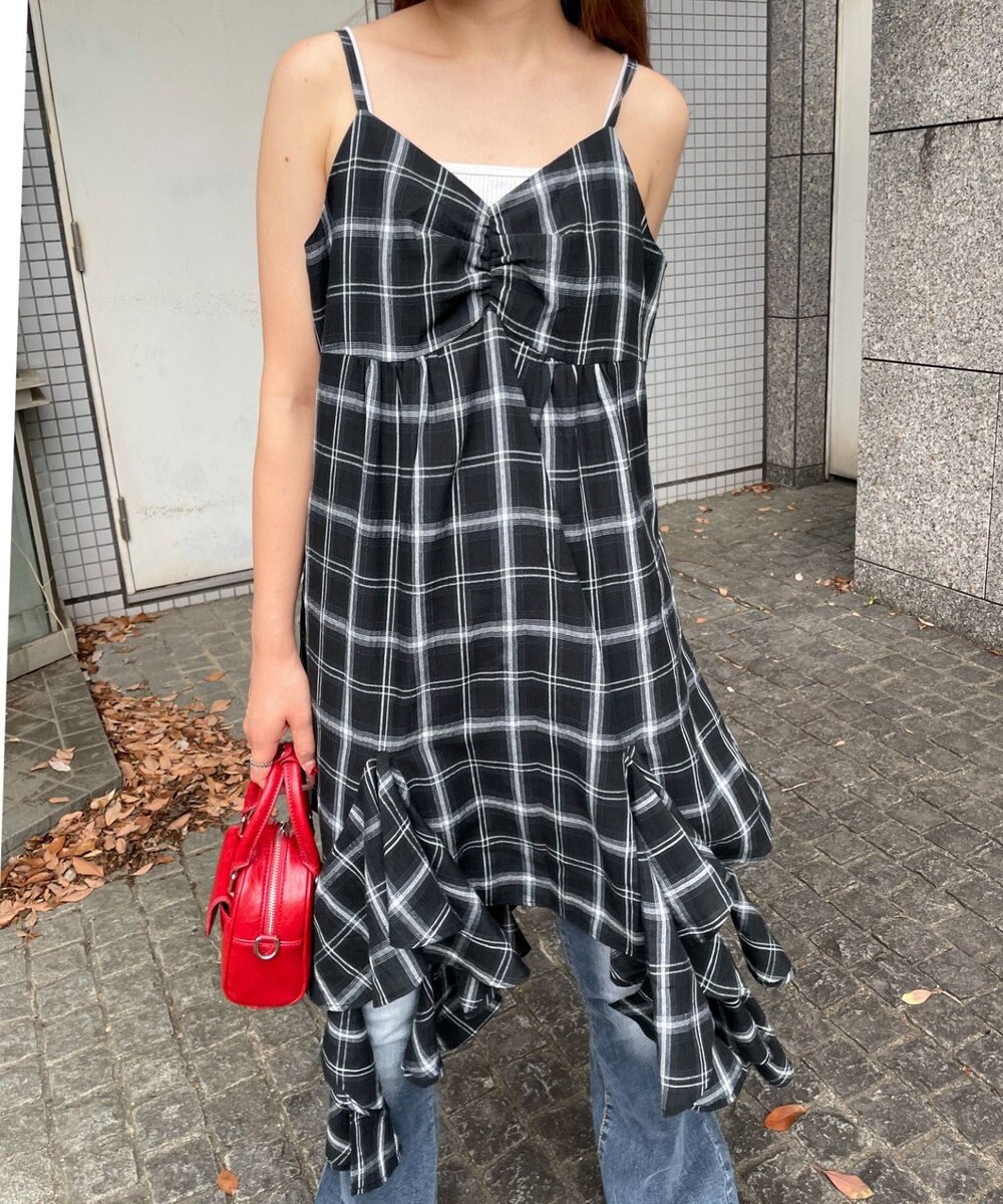 WEGO チェックイレヘムキャミワンピース 