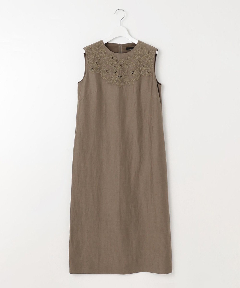自由区 【洗える】エンブロイダリーノースリーブ ワンピース 