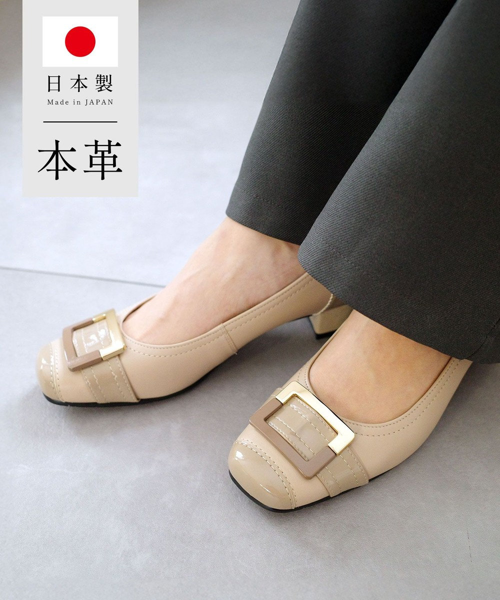 Pointer 日本製 本革バックルパンプス 