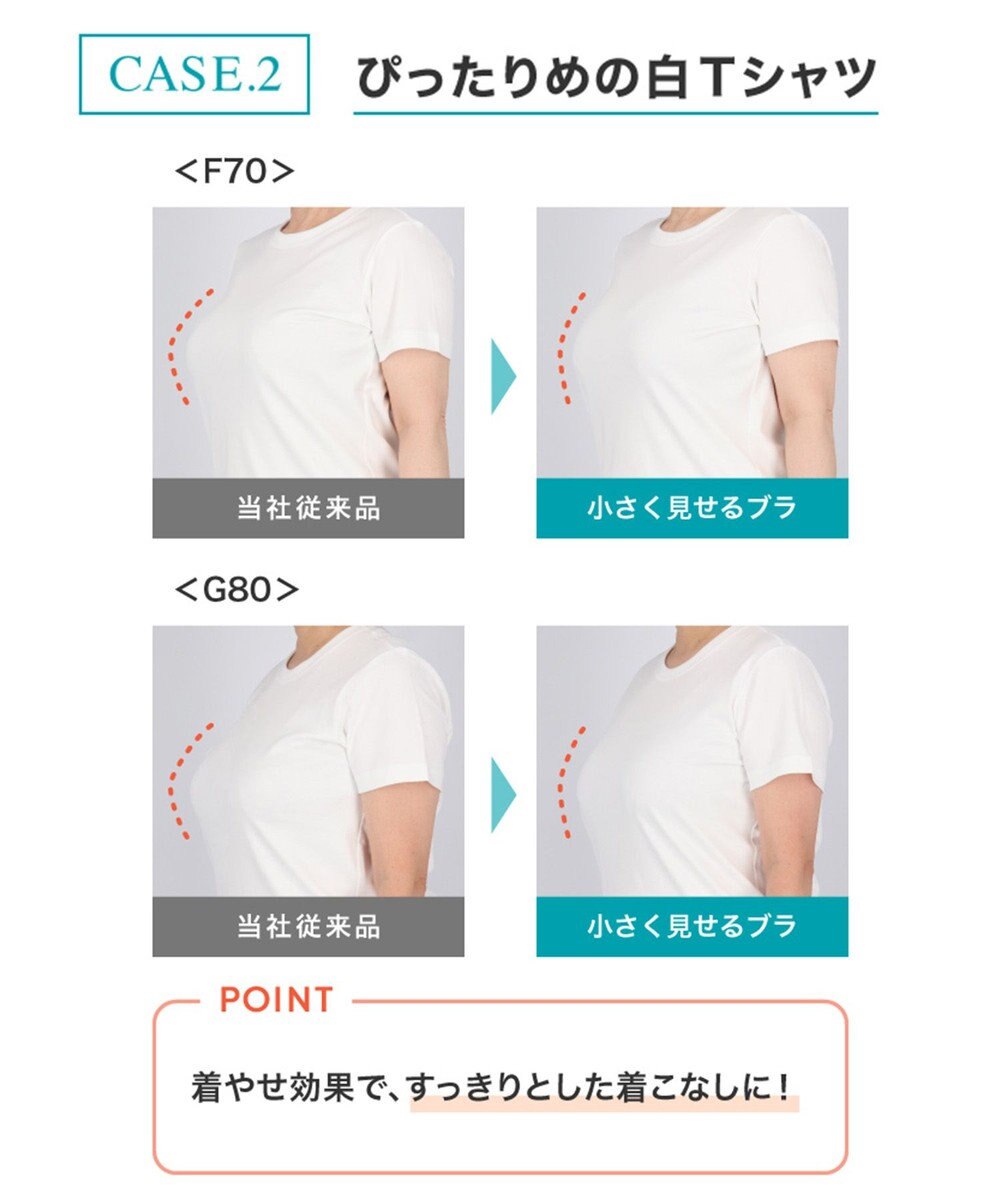 WACOAL 【小さく見せるブラ】 シンプル ブラジャー 着やせ効果 コンパクトにメイク バストの突出をおさえる 背中の段差を軽減 大きいサイズ レディース BRB452 /ワコール 