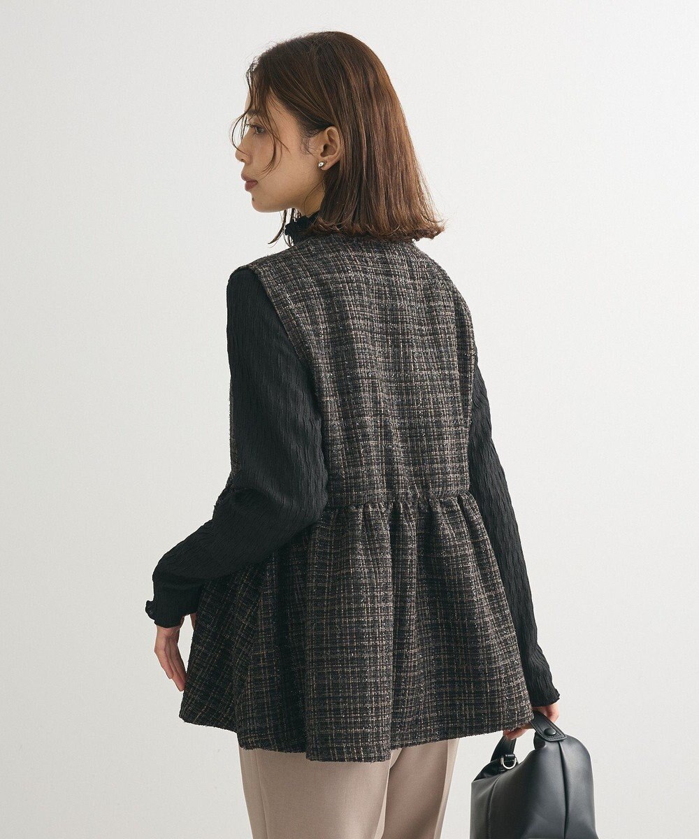 Green Parks ラメツィードペプラムベスト 