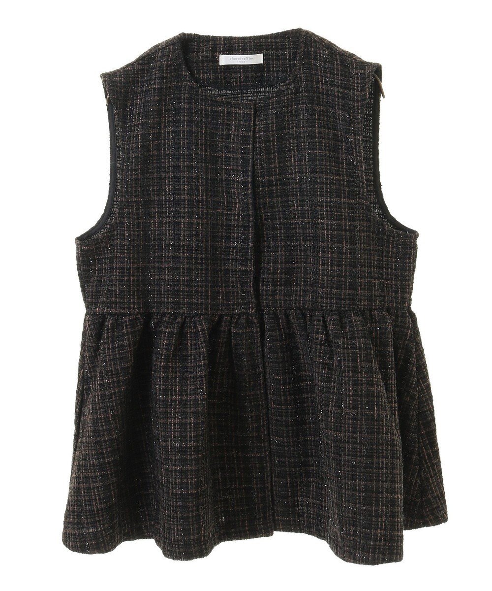 Green Parks ラメツィードペプラムベスト 