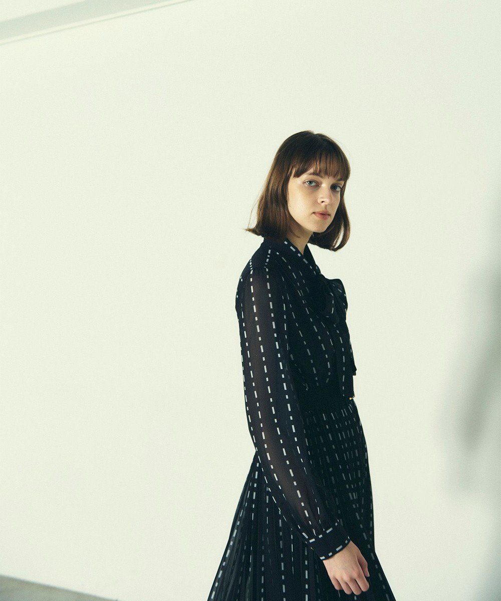 GRACE CONTINENTAL ドットストライププリントワンピース 