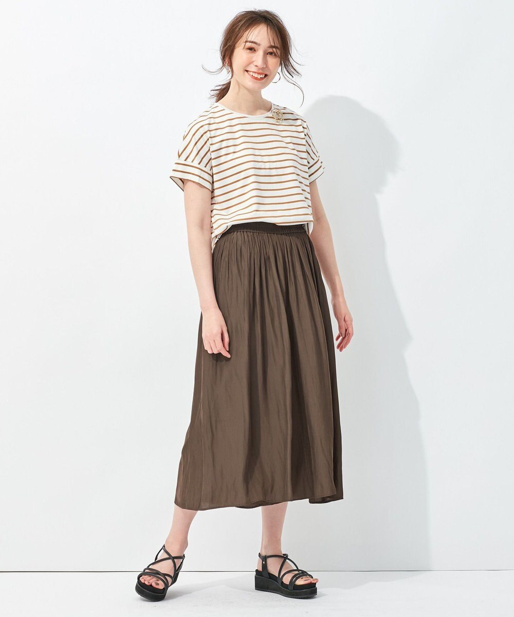 自由区 【セットアップ可/洗える】ブライトサテンライト ギャザーパンツ 