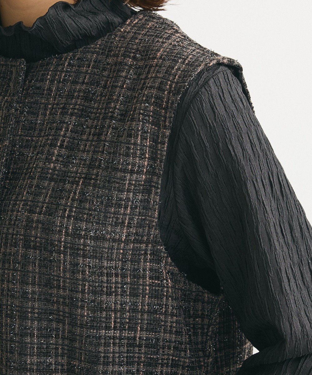 Green Parks ラメツィードペプラムベスト 