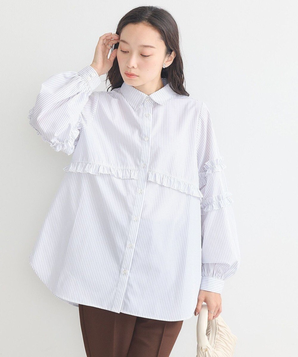 earth music&ecology レギュラーカラーフリルシャツ 