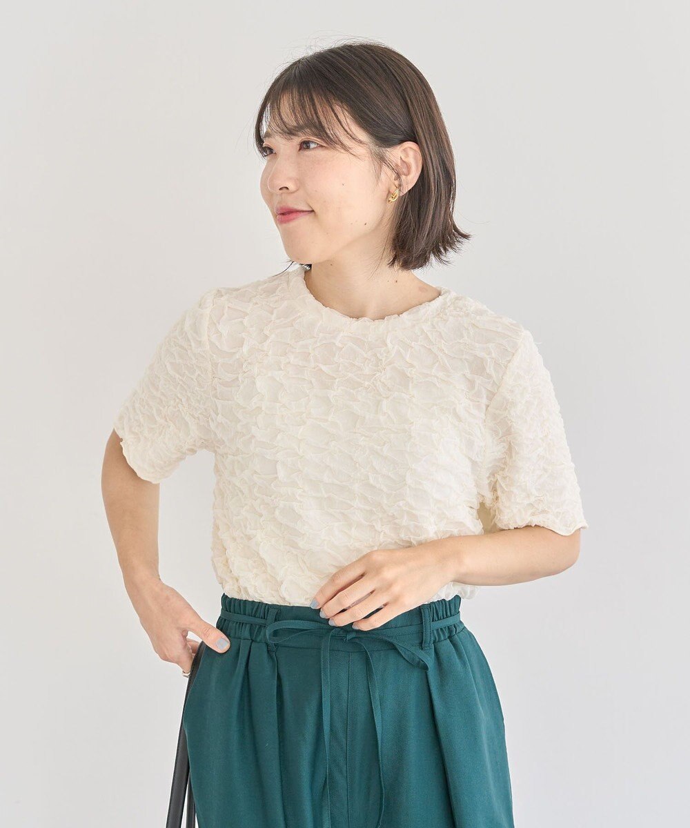 Green Parks 表面感カット５分袖プルオーバー 