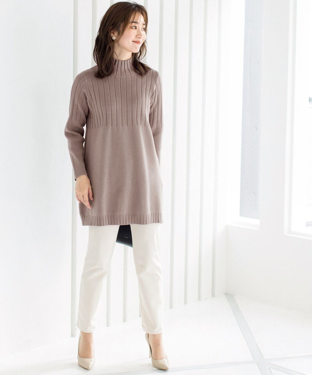 Tiaclasse 【洗える】 もっちり柔らかいハーフリブニットチュニック 