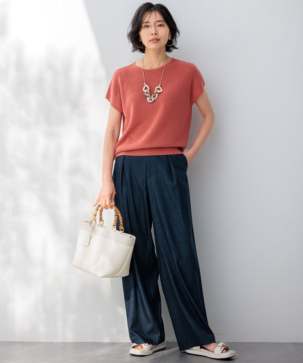 23区 【洗える】デニムライクシャンブレー ワイドパンツ 