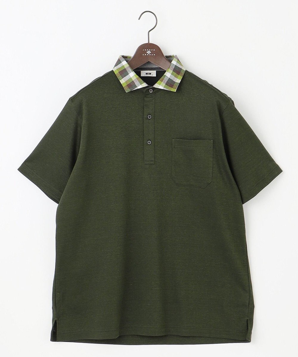 JOSEPH ABBOUD 【キングサイズ・リネン素材/清涼感/吸水速乾】リネンハニカム 半袖 ポロシャツ 