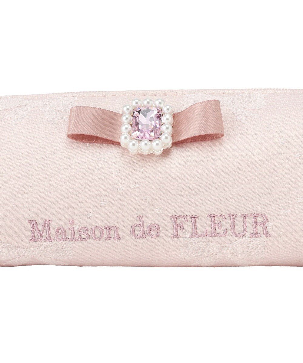 Maison de FLEUR リボンジャカードパールビジューロングポーチ 