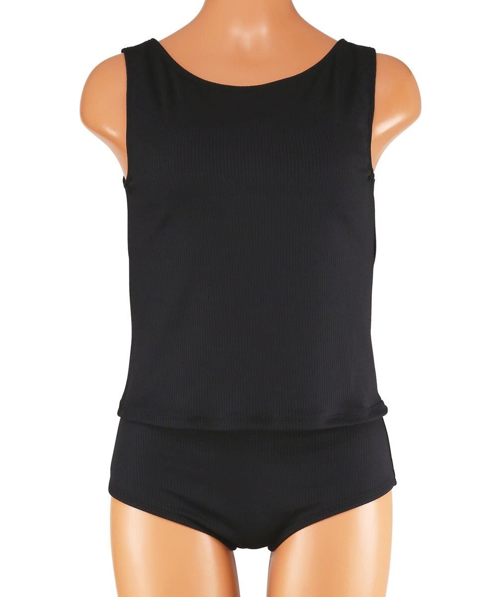 San-ai Resort（三愛水着楽園） 【再入荷】WEB限定商品　ポケット付きハーフジップラッシュパーカー＋リブタンキニ水着+レギンス5点セット【Beach Queen（ビーチクイーン）】 