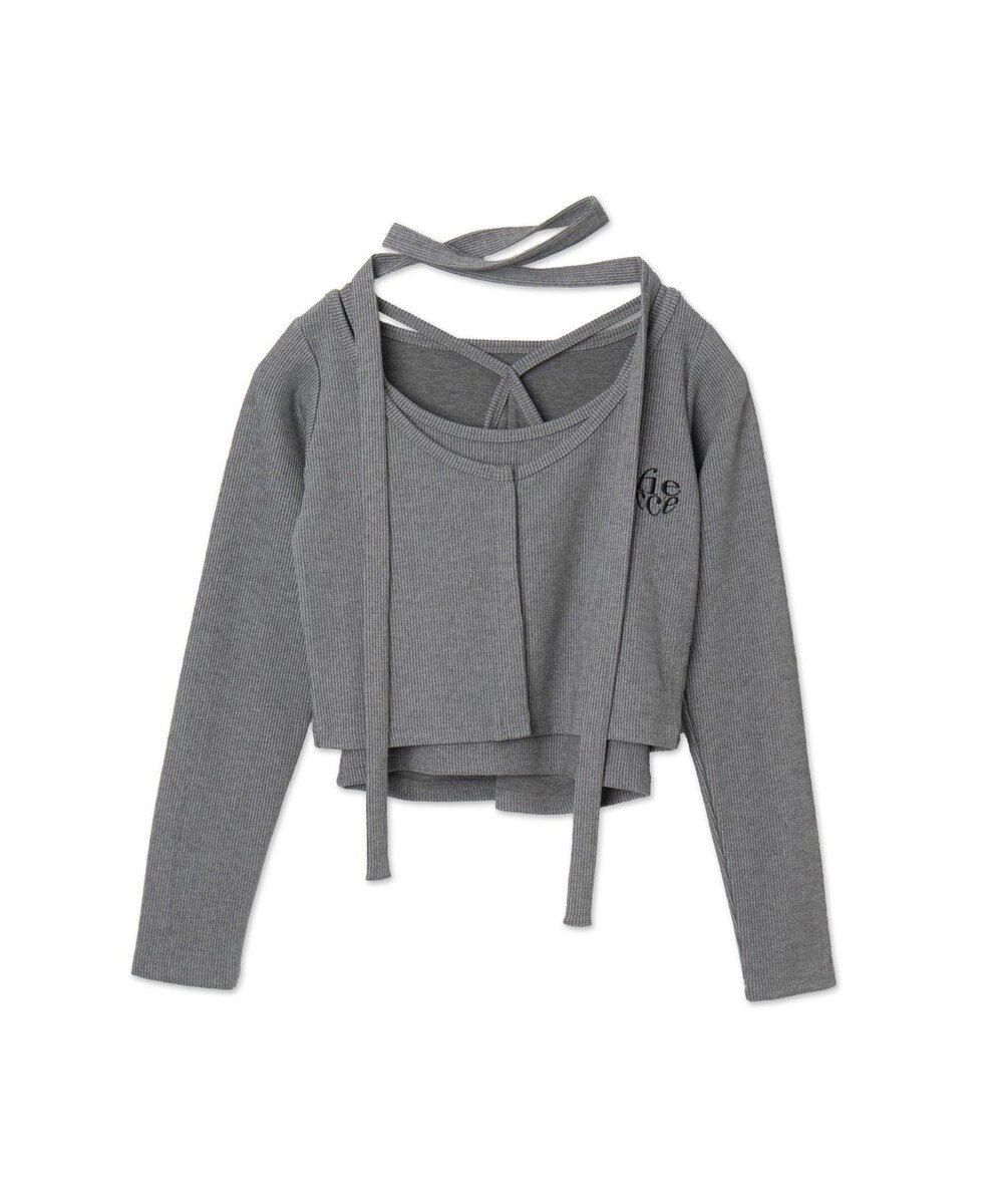 WEGO 【2点SET】ワンポイント刺繍キャミセットカーデ 