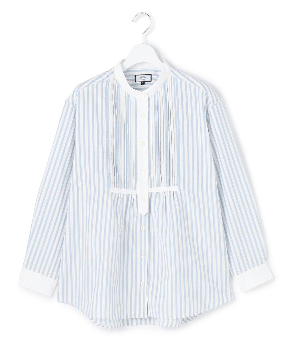J.PRESS YORK STREET 【WOMEN】ピンタック バンドカラーストライプブラウス 