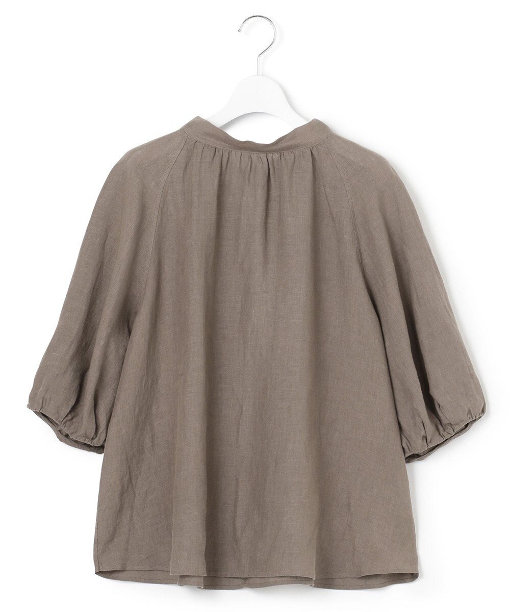 23区 L 【洗える】LIBECO ボウタイ ボリュームスリーブ ブラウス 