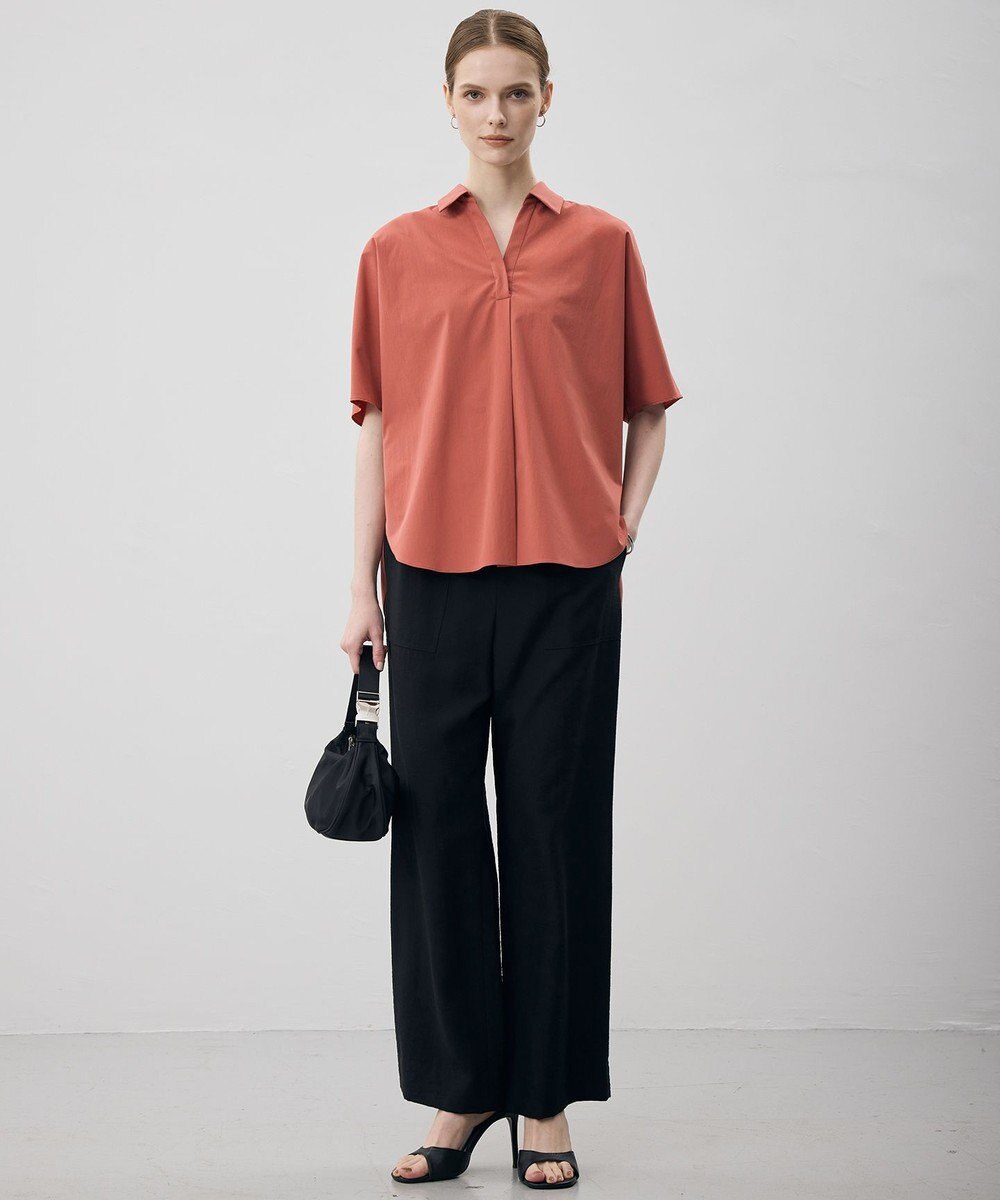 ICB L 【先行予約】ヴィンテージスパンブロード シャツカラードルマンスリーブブラウス 