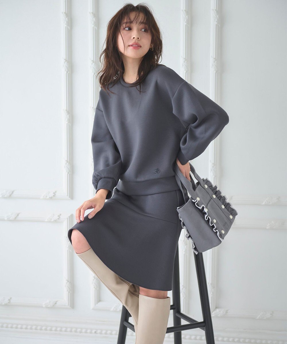 Feroux バイカラーパールフリル トート 