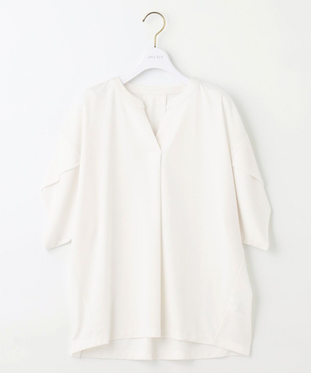ANY SIS 【接触冷感・吸水速乾・UVケア】エアリードレープスムーススキッパー ブラウス 