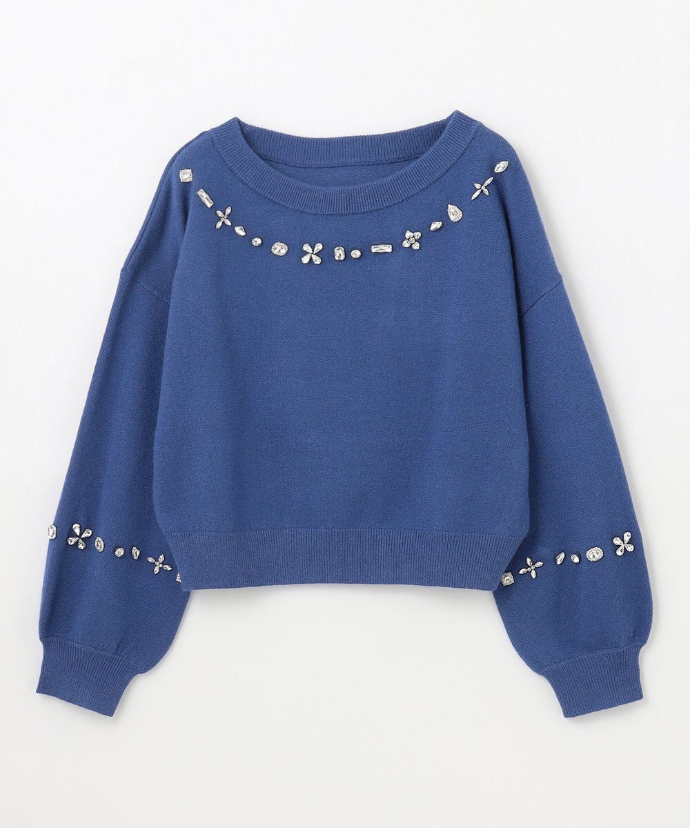 GRACE CONTINENTAL マルチビジューニットトップ 