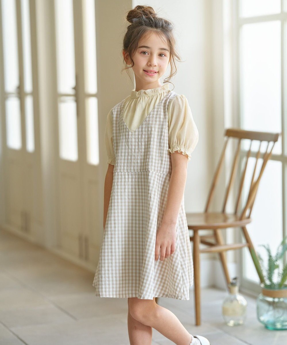 組曲 KIDS 【110-140㎝】ギンガムドッキング ワンピース 