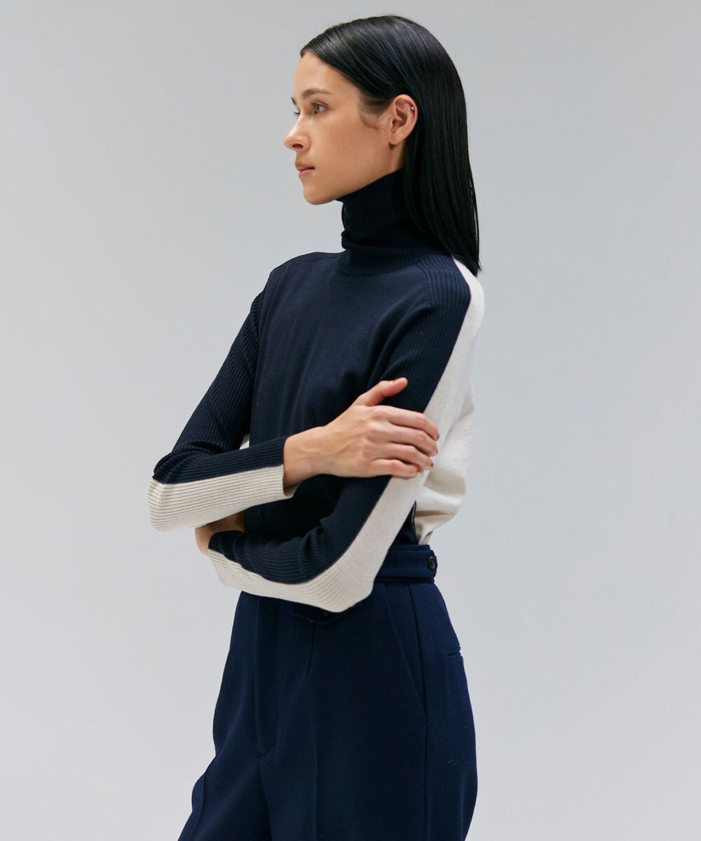 BEIGE， 【洗える・VERY NaVY12月号掲載】LA MONNAIE / バイカラーウールタートルニット 