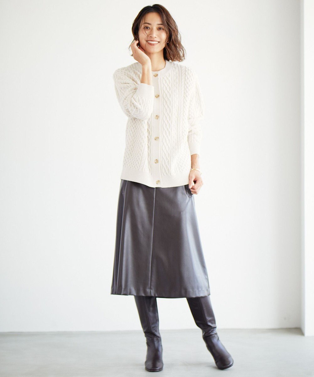 J.PRESS LADIES 【洗える】シンセティックマットleather スカート 