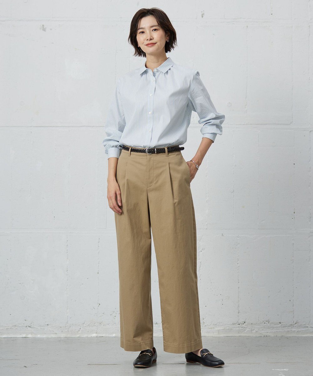 J.PRESS LADIES S 【洗える】20チノストレッチ ワイドパンツ 