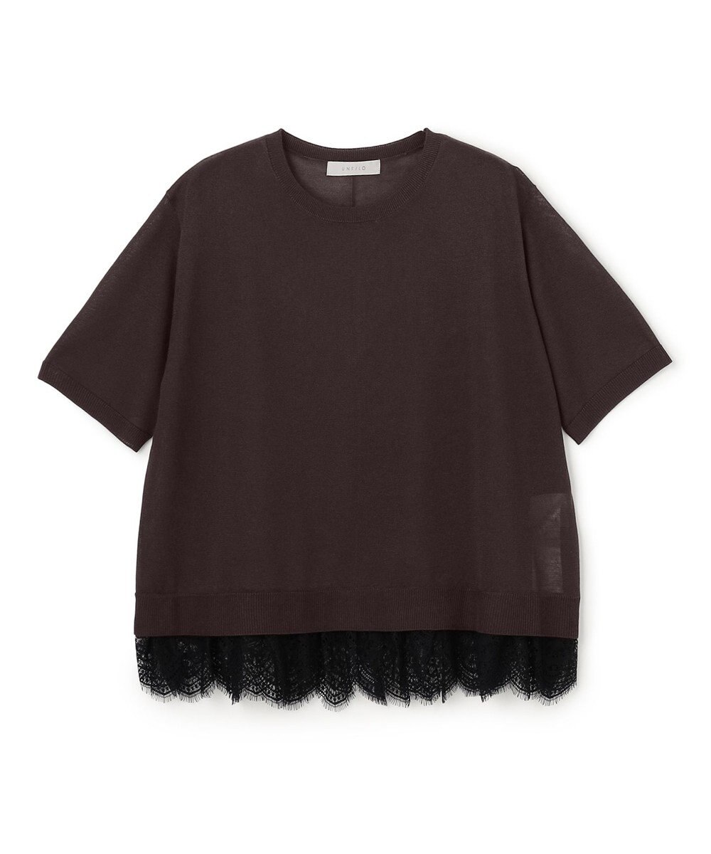 UNFILO レースドッキングニット クルーネック 