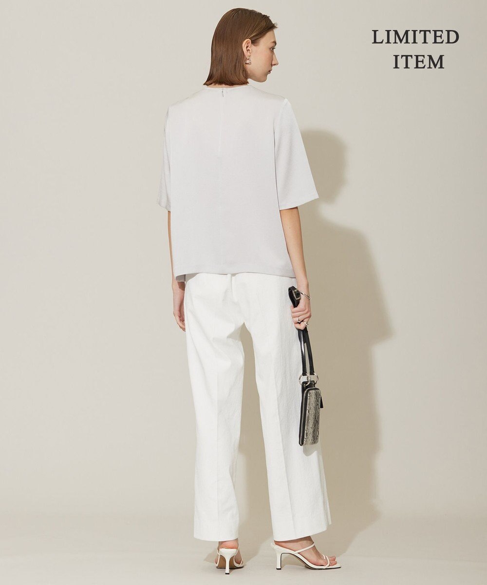 ICB 【WEB限定・洗える】サテンクレープ Tブラウス 