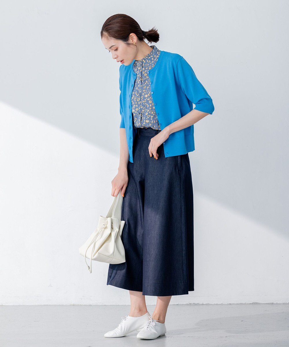 組曲 【5色展開・洗える】MINA半袖 カラーカーディガン 