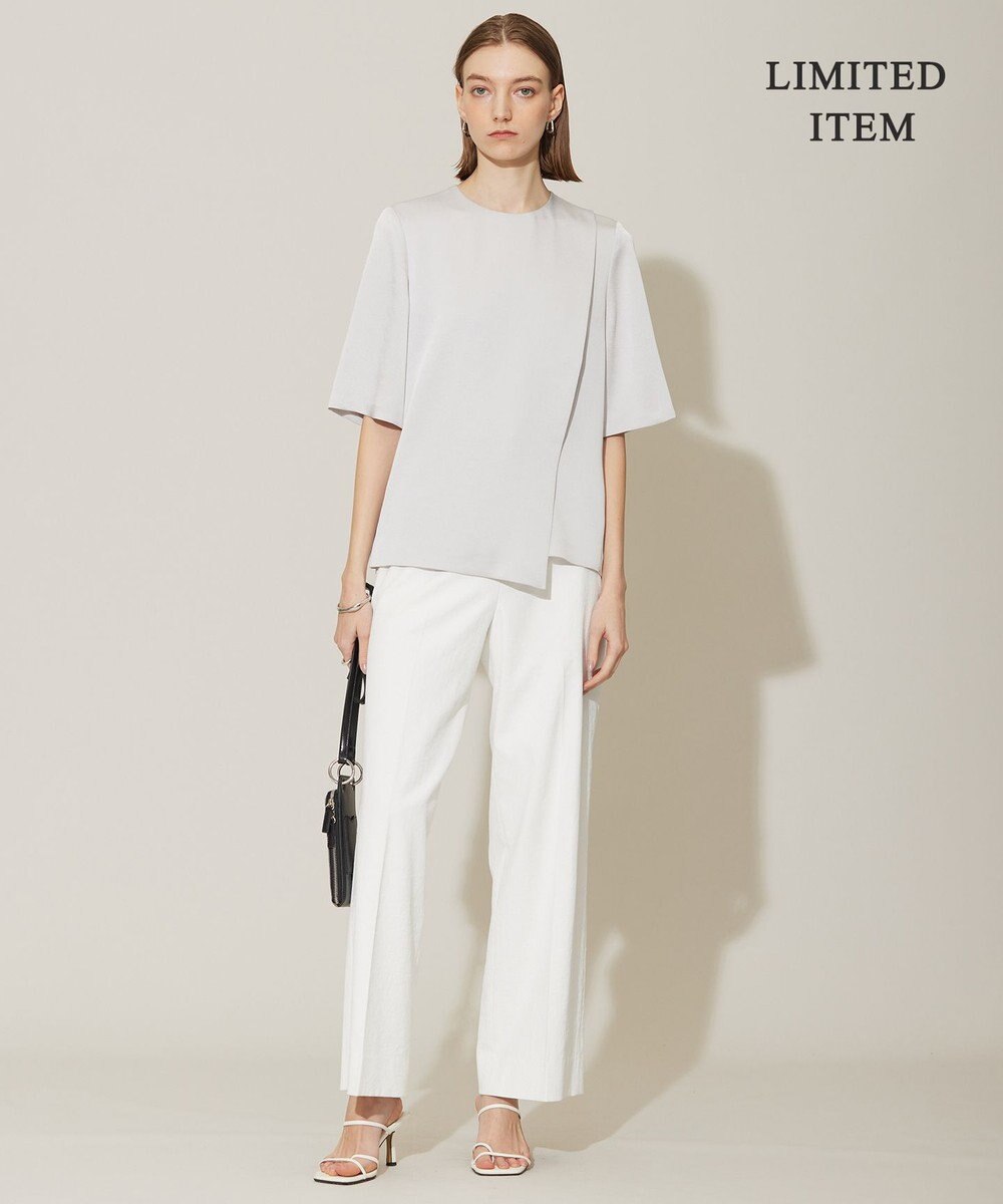 ICB 【WEB限定・洗える】サテンクレープ Tブラウス 