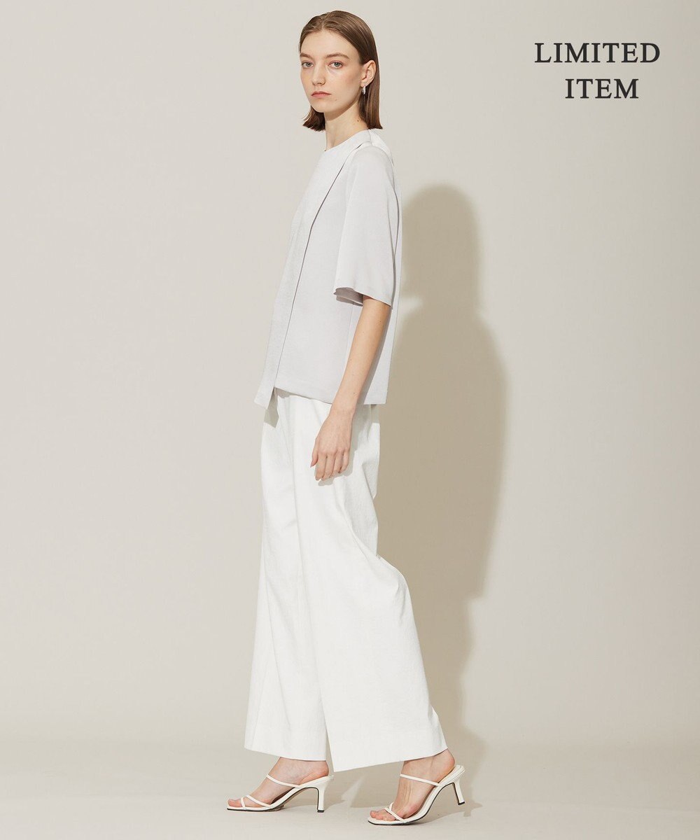 ICB 【WEB限定・洗える】サテンクレープ Tブラウス 