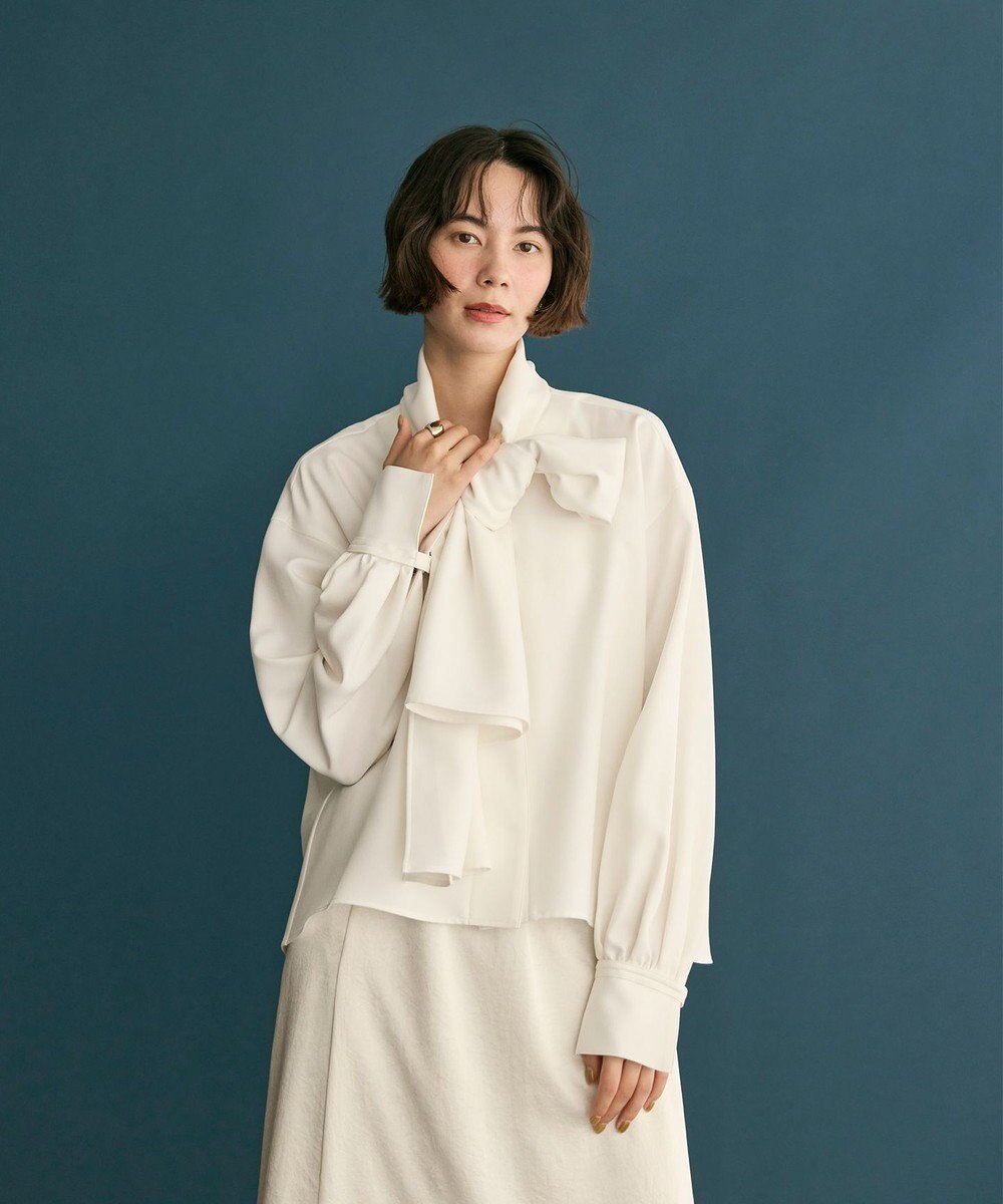 #Newans 【洗濯機可】ビックリボンパウダリーブラウス 