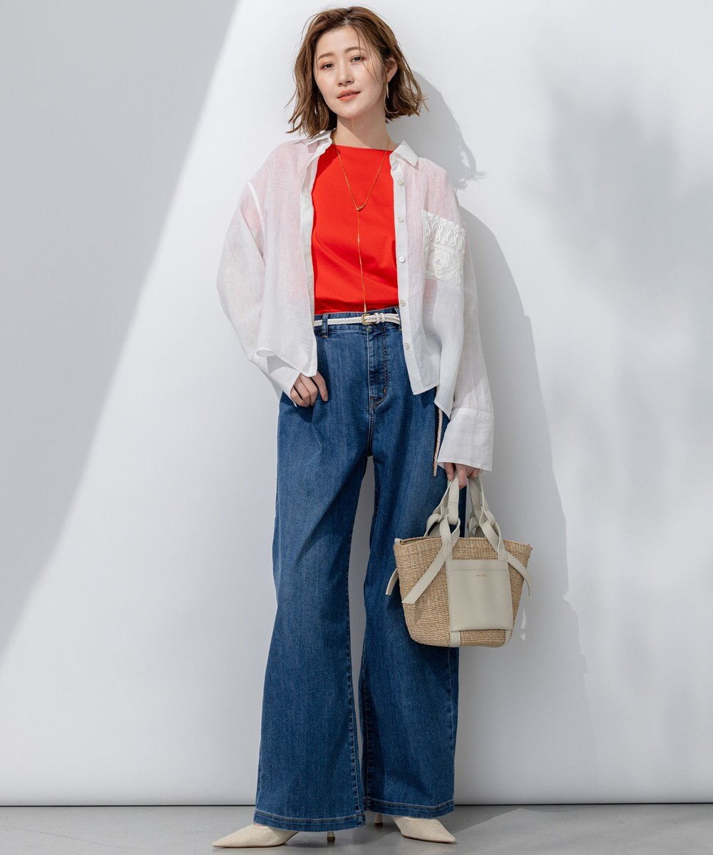 23区 【洗える】LIBECO クロップド シャツ 