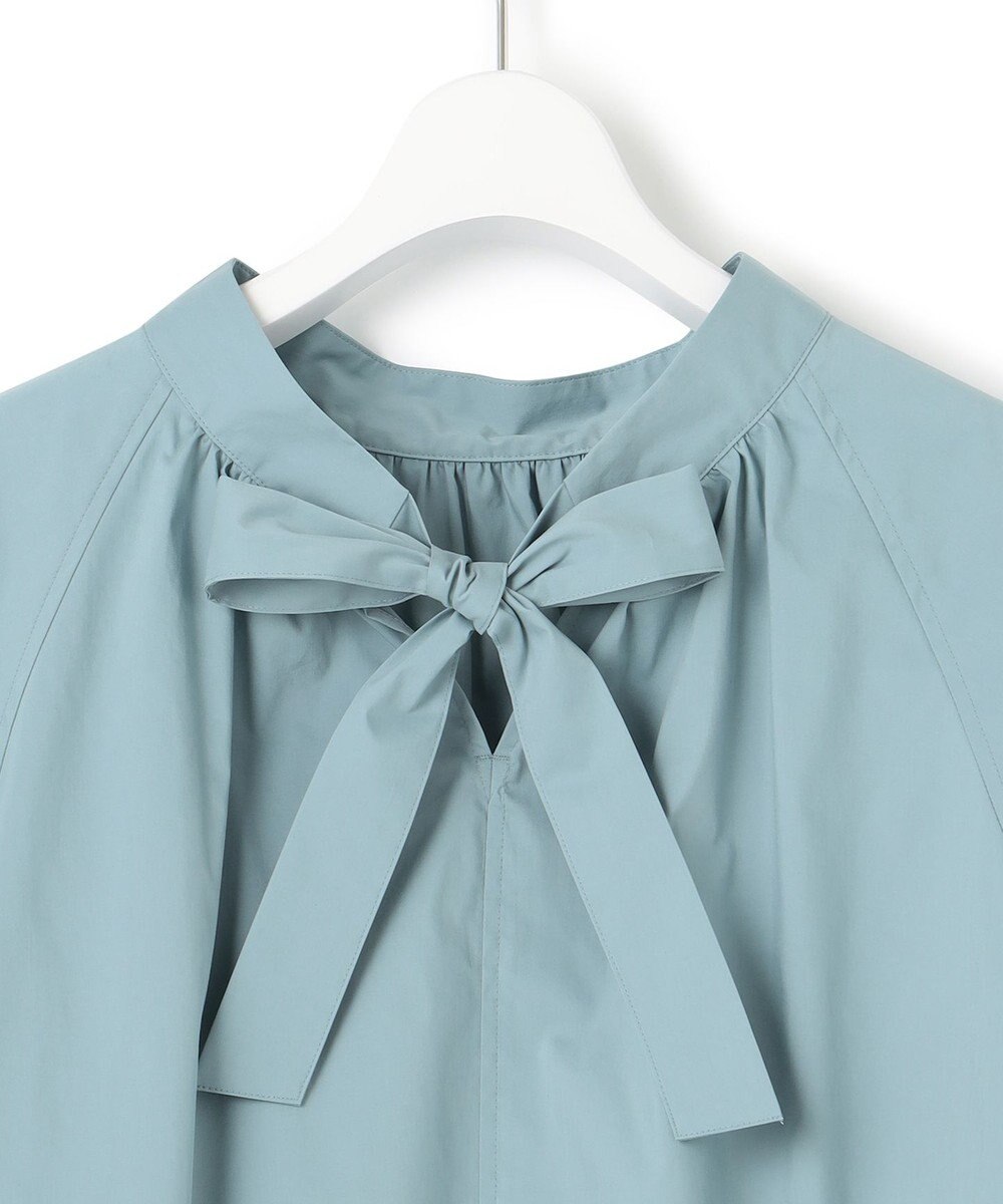 23区 L 【一部店舗限定/洗える】ハイカウントウェザーストレッチ ボウタイ付き ランタンスリーブ ブラウス 