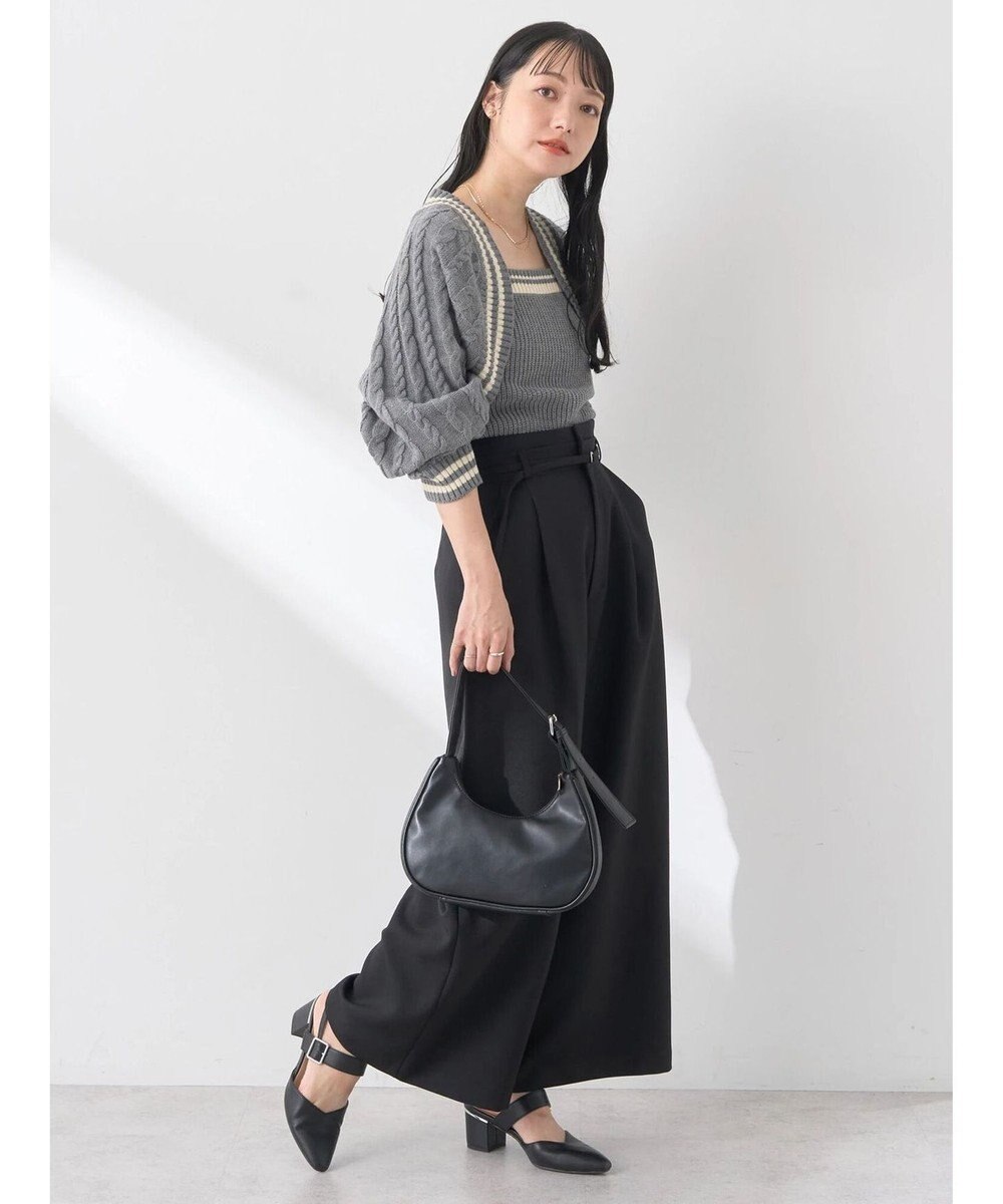 earth music&ecology ベルト付きワイドパンツ 