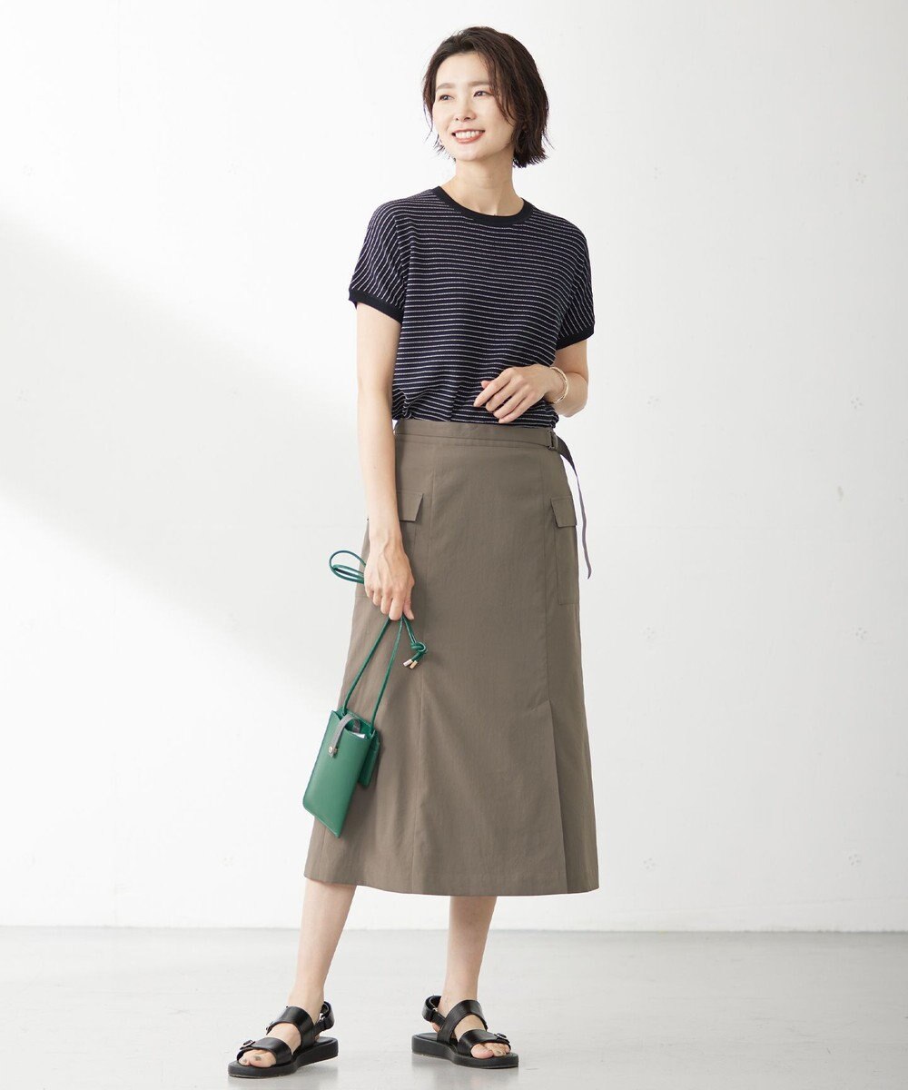 J.PRESS LADIES L 【洗える・抗菌防臭】コットンアセテート ボーダー ドルマン ニット 