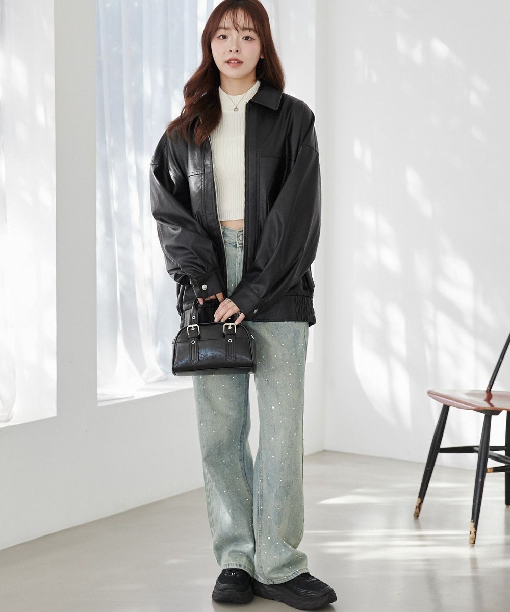 WEGO ヴィンテージライクPUフライトジャケット 