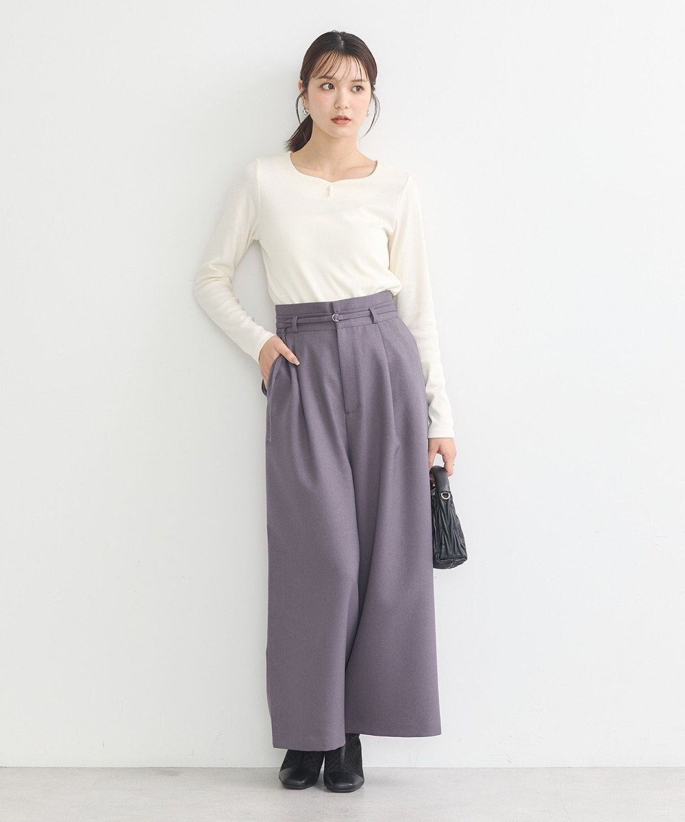 earth music&ecology ベルト付きワイドパンツ 