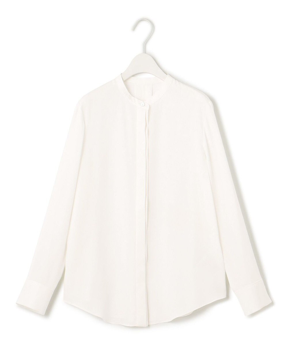 ICB 【WEB限定カラーあり・速乾・洗える】BackSatinAmunzen バンドカラーブラウス 