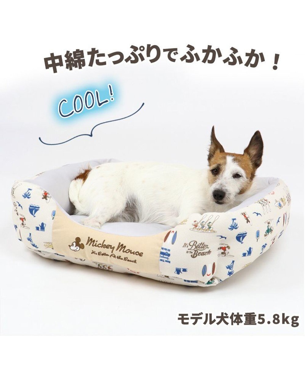 犬 春夏 クール 接触冷感 ディズニー ミッキーマウス 四角カドラーベッド 57cm 45cm サーフ柄 犬 猫 ベッド マット 小型犬 介護 おしゃれ かわいい ふわふわ あごのせ Pet Paradise ファッション通販 公式通販 オンワード クローゼット