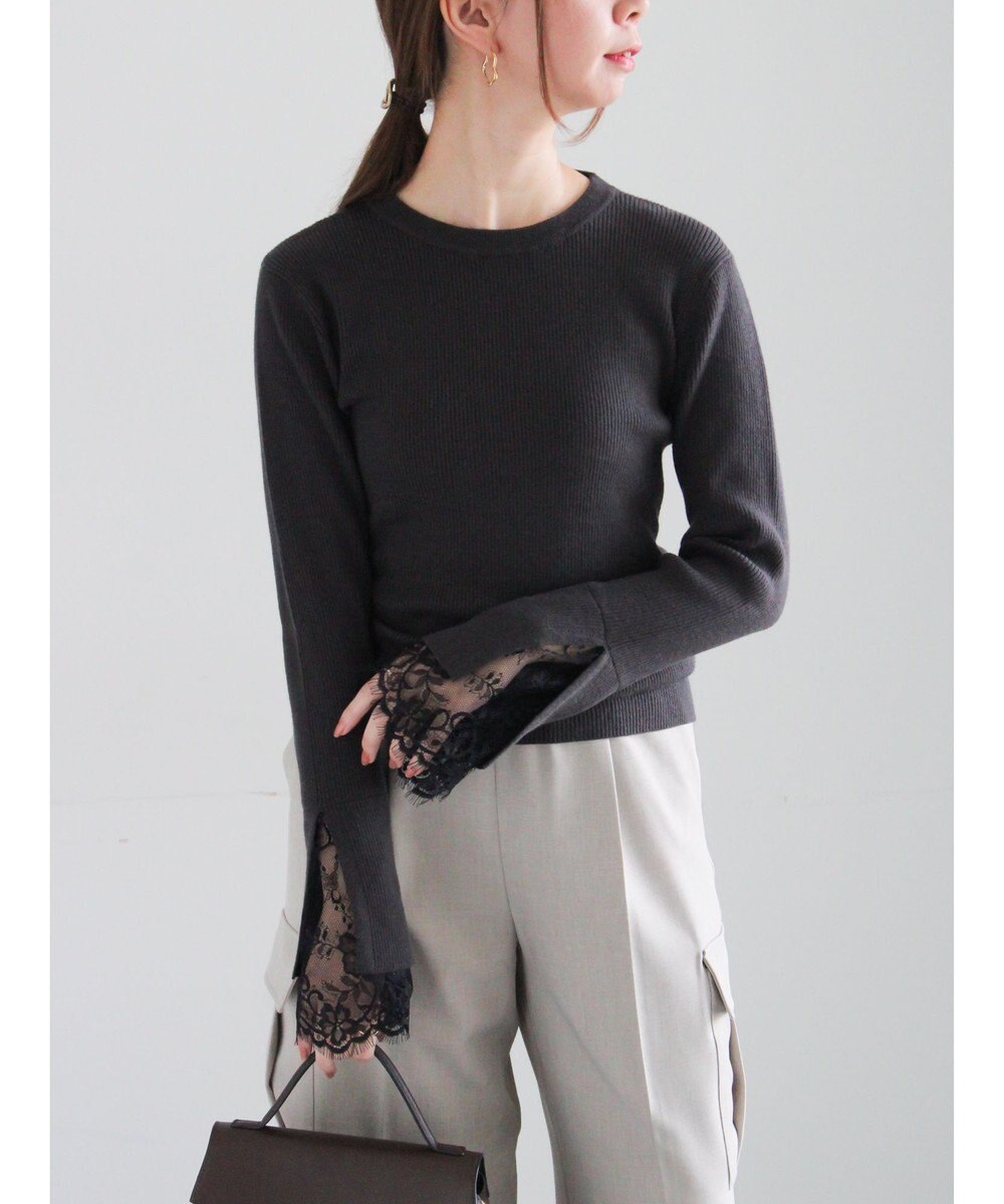 Te chichi レースカフスレイヤードニット 