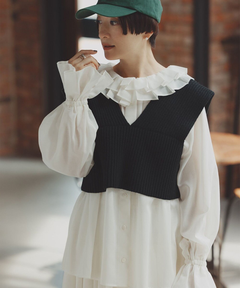 #Newans 【前後着用可能】【高山都さんコラボ】ビッグカラー２WAYブラウス 