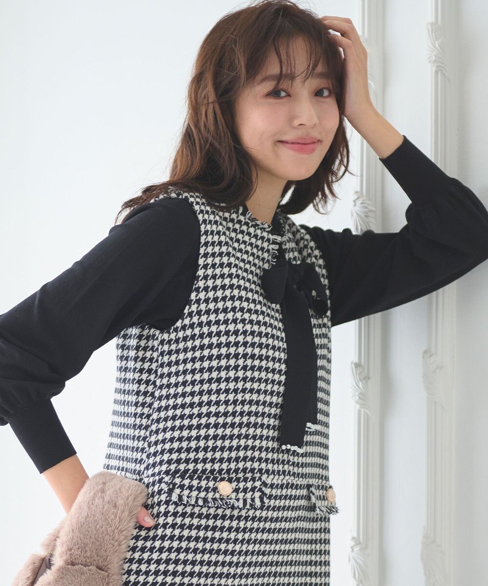 Feroux 【洗える】プチパールボウタイ ニット 