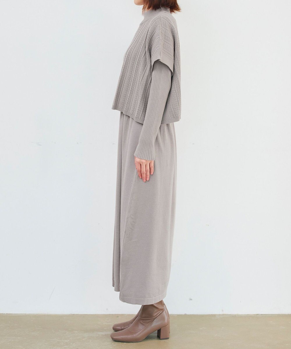 Tiaclasse 【2点セット・洗える】細ケーブルニットトップス＆ニットワンピース 