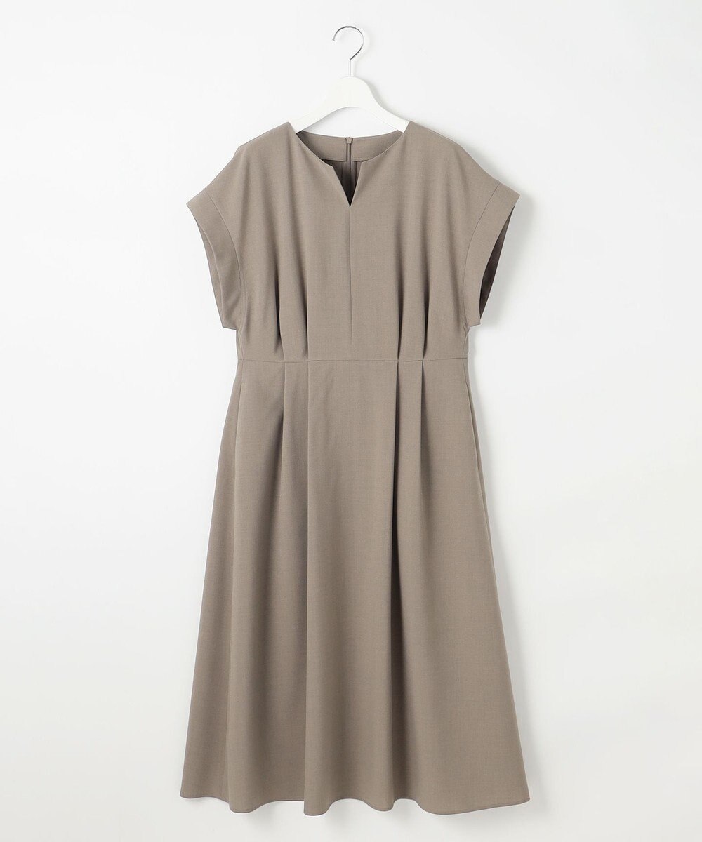 自由区 L 【17号サイズまで展開・カタログ掲載・UVカット・洗える】ウーステッドライク ワンピース 